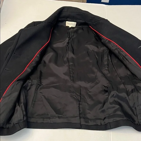 NILI LOTAN RED CUFF VIRGIN WOOL SHORT PEACOAT BLACK SIZE 6 - Picture 14 of 16